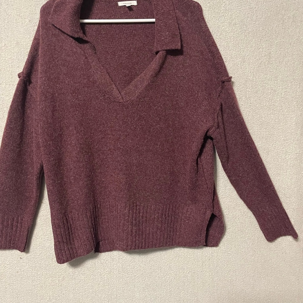 Maurices Deep Maroon V-Neck Sweater